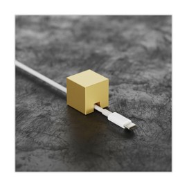 N2U Metal Cube Cable Holder – Minimalist Design Stainless Steel Anti-Slip Wire Organizer with Durable Matte Finish Surface for Stable Desktop Cord Management (Gold - 1 PCS)