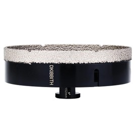 DKIBBITH 6" Dry Diamond Core Drill Bit, Tile Hole Saw for Ceramic Porcelain Granite Quartz Marble Tiles Stone Brick Glass Block with 5/8-11 Thread Fit Angle Grinders, 152mm Black