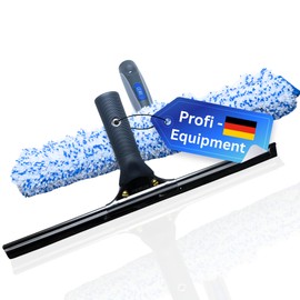 Glanzgenie Window Wiper & Window Squeegee by Lewi (35 cm) | Window Cleaning Set Made of T-Bar with Microfibre Cover & Squeegee | Ergonomic Handle | Free Microfibre Cloth