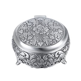 Hipiwe Metal Jewelry Box Vintage Ring Holder Trinket Organizer Small Round Earring Necklace Storage Box Jewelry Display Box Keepsake Box Decorative Jewelry Box Gift for Women Girls