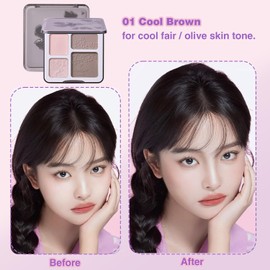 Paleta de Sombreado de Contorno de Resaltador Facial para Esculpir Polvo Prensado Brillante de Larga Duración, Maquillaje Con Acabado Brillante Mate Liso para Piel Tonificada Fría, 01 Kit de