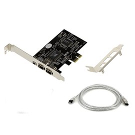 KALEA-INFORMATIQUE PCIe FireWire 400 IEEE1394a 3-Port Controller Card with VIA6308 Chipset and ASM1083 High and Low Profile Angle with Ilink Cable