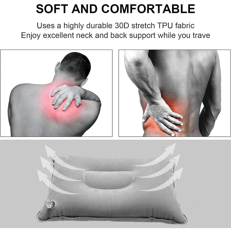 ZEACCT Pack of 2 Inflatable Pillows, Grey Inflatable Pillow, Height