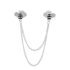 Vintage Men's Brooch,Bee Animal Chain brooch,Suit Pin Badge Hanging Chains Collar Brooches,Husband Boyfriend Valentine's Day Anniversary Birthday Gift ﻿ (Silvery)