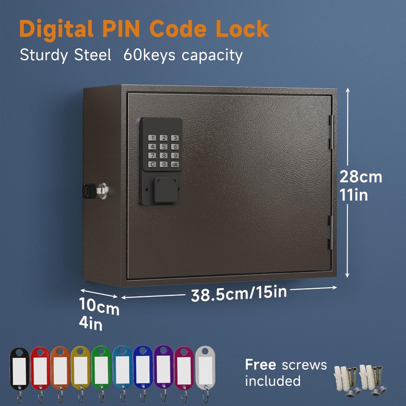 WeHere 60 Key Lock Box Wall Mount, Smart Key Cabinet