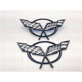 DCC 1997 - 2004 Corvette C5 Front Nose Emblem and Rear Deck Lid Emblem Black Flag