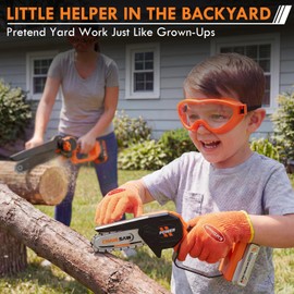 KidBloom Mini Toy Chainsaw with Sound, Kids Tools Set with Gloves & Goggles