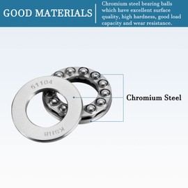 QUARKZMAN Pack of 2 Disposable Axial Ball Bearings 20 mm x 35 mm x 10 mm Chrome-Plated Steel Single Row Roller for Lifts and Mould Making