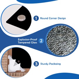 QUEENLINK Black Dry Erase Board, 36" x 24" Magnetic Glass Whiteboard for Wall, Black Glass White Board with 1 Marker Tray and 3 Magnets for Office, Home, Classroom