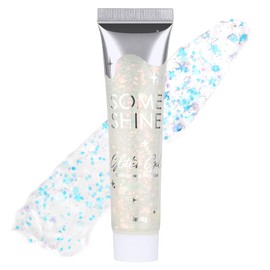 AYBUY Body Glitter Gel, 18ml Chunky Face Glitter Gel Holographic Mermaid Sequins Sparkling Festival Party Lotion for Face, Eye, Hair, Nail Makeup and DIY Art (White)