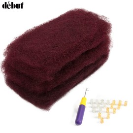 DÉBUT Afro Kinky Bulk 100% Human Hair Burgundy 3 Packs 150g Tight Afro Kinky Curly Bulk Bundles Hair for Making/Repair Locs, Kinky Twists, Dreadlocks Braiding Hair Extensions (99J, 14 Inches)