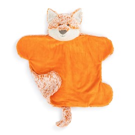 DEMDACO Heartful Hugs 20 x 19 Inch Soft Fluffy Polyester Soothing Weighted Plush Animal Cuddle Blankie Blanket, Orange and White, Fox