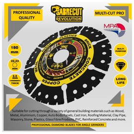 1 x SabreCut VBSC180MU 180mm (7 inch) x 22.23mm Bore Vacuum Brazed Multi Material Cutting Angle Grinder Circular Saw Diamond Disc Blade