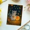 Mr. & Mrs. Panda Postcard Raccoon Lantern Design White