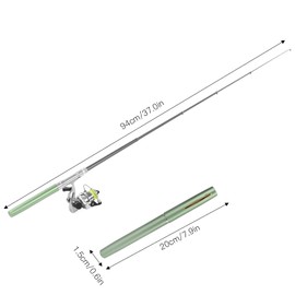 Mini Pen Shape Fishing Rod and Reel Combos, Portable Mini Pen Shape Fishing Rod Pole Pocket Retractable Fishing Rod with Reel Wheel for Fishing (Green)