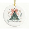 Cute Pink Bow Christmas Tree Ceramic Ornaments, Preppy Cute Decor