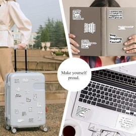 50 Packs Black and White Motivational Stickers Water Bottles Laptop Phone Computer Guitar Skateboard Hydroflasks Vintage Vinyl Sticker Waterproof Aesthetic Trendy Decals for Kids Teens Girls Adults