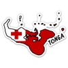 Squiddy Tonga Map with Flag - Vinyl Sticker for Car, Laptop, Notebook - 5"