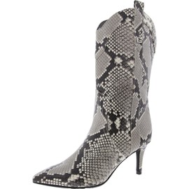 Guess Women's WURLIE Mid Calf Boot, Black/White Snake 002, 11