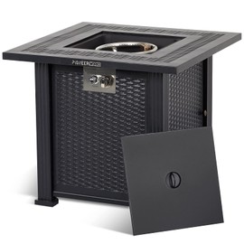 28" Table Fire Pit, Rectangle Propane Fire Pit Table, Durable Steel and Iron Fence Surface, CSA Safety Certified, for Your Outdoor Garden, with Cover & Rain Cover