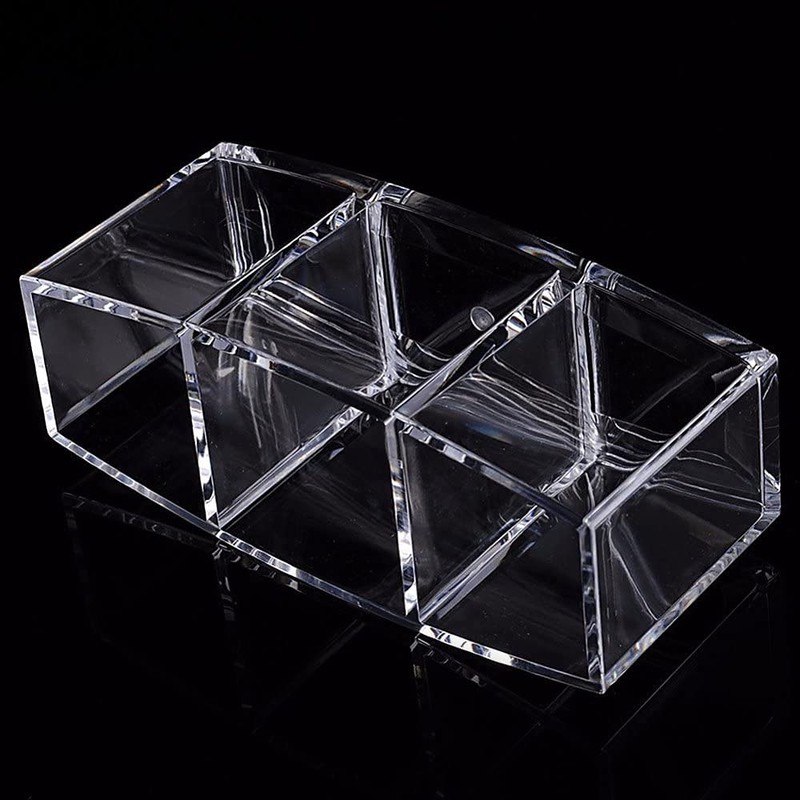 eKsdf Cosmetic Organiser Transparent Acrylic Cosmetic Brush with 3 Compartments