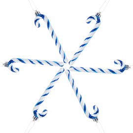 DERAYEE 6 PCS Christmas Glitter Candy Cane Plastic Candy Cane Christmas Tree Decorations for Xmas New Year Party Supplies (Blue&White)