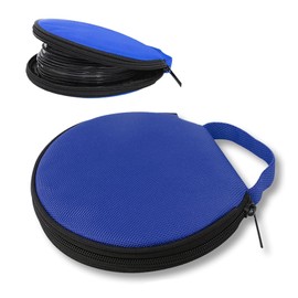Titgoes 1 PC Car CD Storage Case, 28 Capacity Round Portable Oxford Fabric Zipper Disc Protective, Dustproof Waterproof Scratch-resistant, Universal for Vehicle Home Travel (Blue)