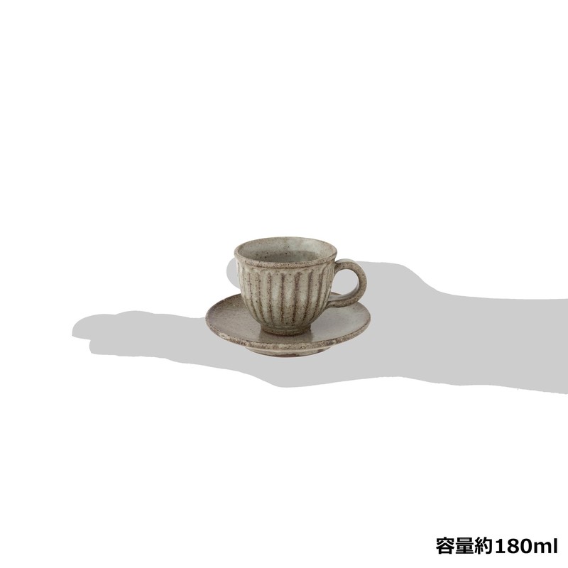 Marui MR-3-4384 Shigaraki Ware Loofah Cup & Saucer, Capacity Approx.