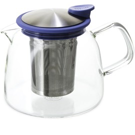 FORLIFE Bell Glass Teapot with Basket Infuser, 24 oz./730 mL, Marine