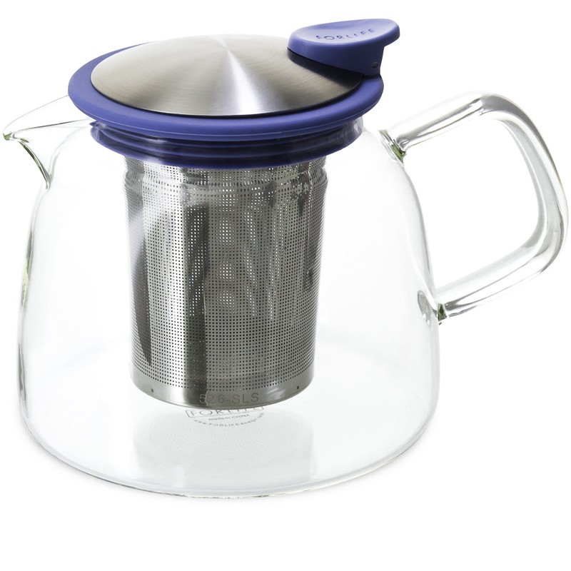 FORLIFE Bell Glass Teapot with Basket Infuser, 24 oz./730 mL,