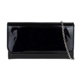 Girly Handbags Plain Shiny Clutch Bag, black