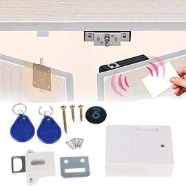 Tiamu RFID Smart Cabinet Lock, Hidden DIY Drawer Lock, Electronic Furniture Lock with 2 RFID Cards, Keyless Safety Lock without Drill, Child Safety Cabinet NFC Lock