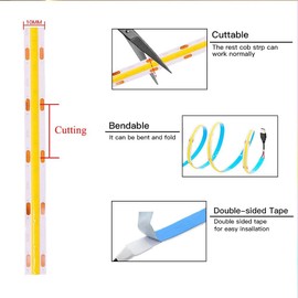 Wisada COB LED Strip 3 m, Indoor Non-Waterproof USB Flexible COB LED Light Strip, DC 5 V 320 LEDs/m Pink FCOB LED Strip for Cabinet Lighting, Bedroom, Bar, Stage, Christmas Party