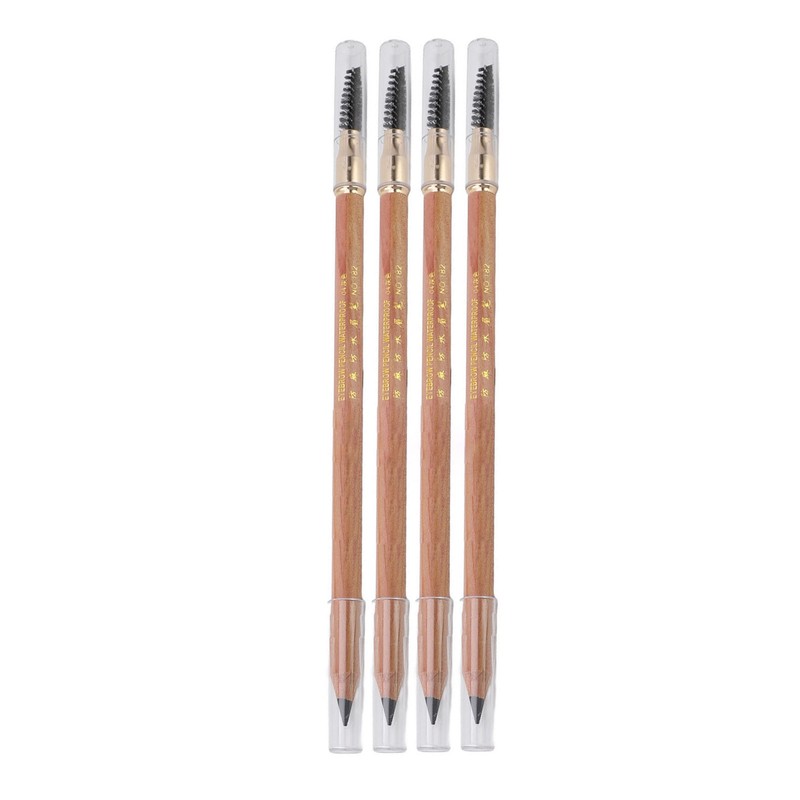 4pcs Eyebrow Pencil Double Head Eyebrow Makeup Pen Wood Handle