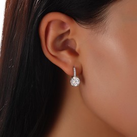 STUNNA LADY Moissanite Earrings for Women, 925 Sterling Silver Hypoallergenic Earrings Round Brilliant Cut Moissanite Earring for women, 1ct 2ct D Color VVS1 Round Lab Created Diamond Earrings with Certificate of Authenticity (Round Brilliant Cut-1ct*2)