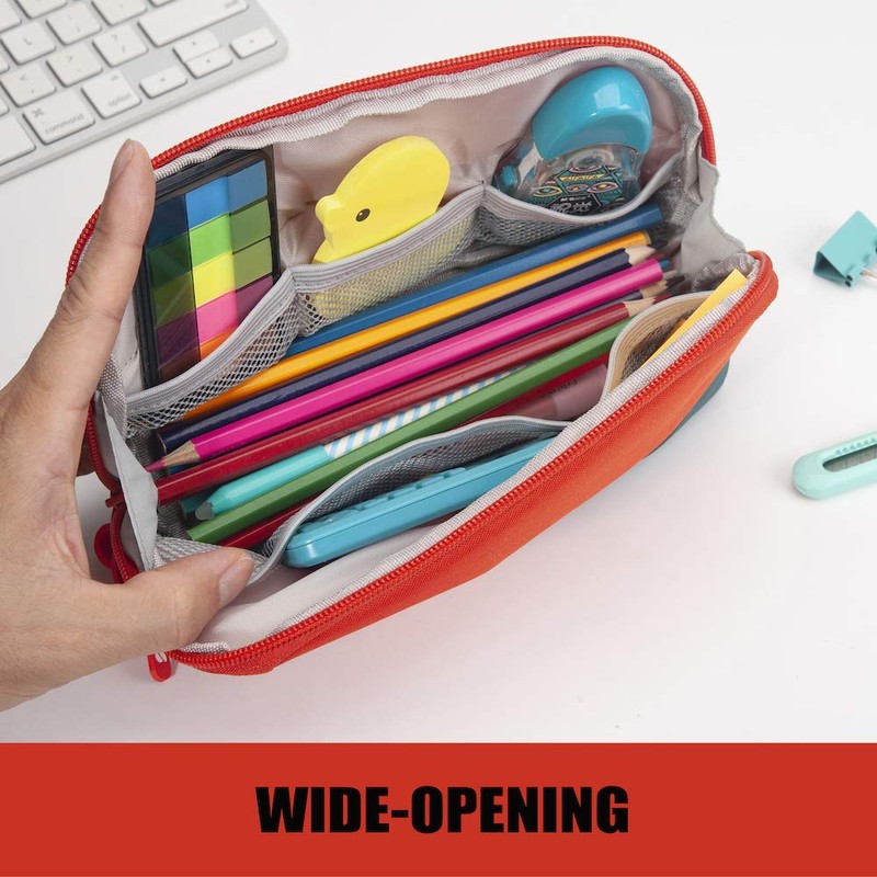 Sooez Wide-Opening Pencil Pen Case, Lightweight & Spacious Pencil Pouch