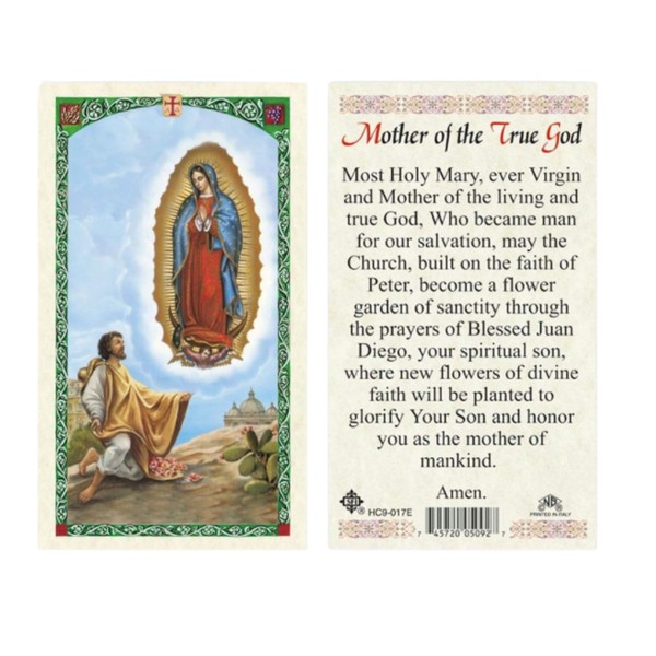 Holy Prayer Cards For Our Lady of Guadalupe with San Juan Diego in English