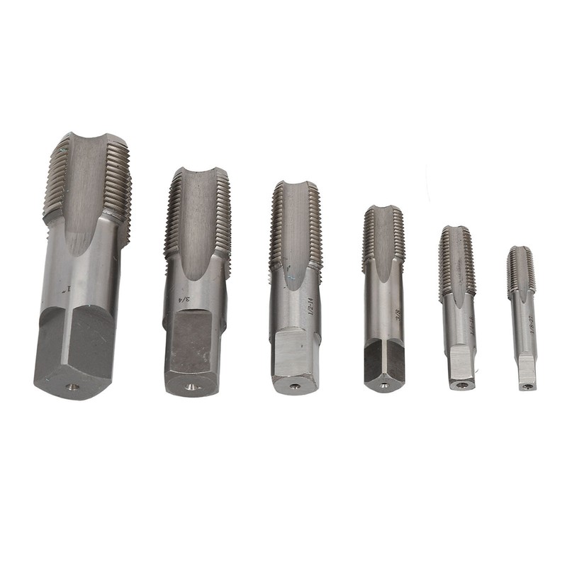 6Pcs NPT Pipe Tap Set Thread HSS for Plumber Industrial
