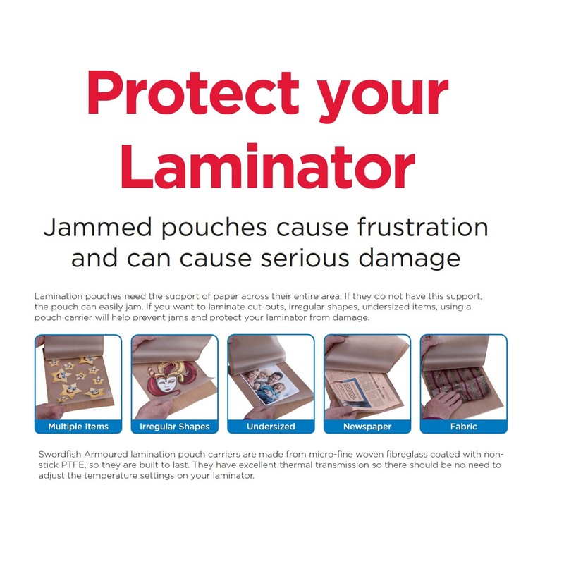 Swordfish 40354 A3 Armoured Non-Stick PTFE Laminating Pouch Carrier (Pack