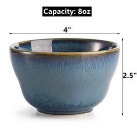 Peohud 6 Pack Small Dessert Bowls, 8 Ounce Bouillon Cups, Porcelain Pinch Bowl Ramekins for Dessert Pudding Soup Dipping Sauce