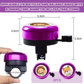 Pack of 2 Bicycle Bells Children's FA Bicycle Bell Girls Bicycle Bell Children Boys Purple Lion + Purple Puppy Children Bicycle Ring EL for Bicycle Tricycle Balance Bike Accessories