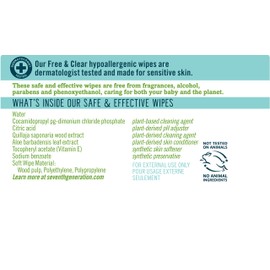 Seventh Generation Thick & Strong Free and Clear Baby Wipes with Flip Top Dispenser, 768 Count