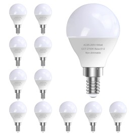 12 Pack E12 LED Candelabra Light Bulbs, 60 Watt Equivalent, Warm White 2700K, 120V Chandelier Llight Bulb, A15 / G45 Shape Ceiling Fan Light Bulbs, Bright Small Bulb Non-Dimmable