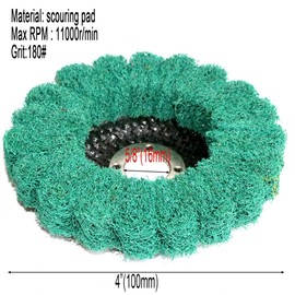 MiJunHD 4inch 100mm Nylon Fiber Flap Disc, Green 180 Grit Abrasive Buffing Sanding Wheel Grinding Scouring Pad for Angle Grinder Polishing Tool (Bore diameter:16mm,1Piece)