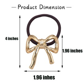 Bow Metal Hair Ties for Thick Hair,Gold Silver Elegant Geometric Hair Ties Metal Bow Hair Accessories Elastic Hair Ties for Women Girls (Bow design)