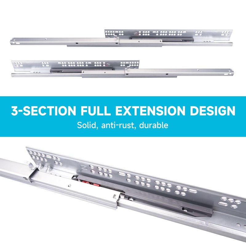 6 Pairs 21 Inch Undermount Soft Close Drawer Slides Full
