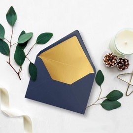 25 x metallic gold lined envelopes DIN C5, dark blue, 156 x 220 mm, wet seal with pointed flap - FarbenFroh by Gustav Neuser.