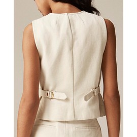 Kedera Womens Button Down Sleeveless Linen Vest Fully Lined Crew Neck Fall Fashion Business Jacket Waistcoat with Pocket