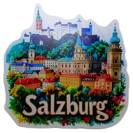 MU K387 Large 2D Souvenir Magnet with Austria Salzburg Design Approximately 14 x 14 cm Acrylic Decorative
