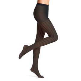 FALKE Women's Linear Lounge 25 Denier Sheer Tights, Black (Black 3009), L